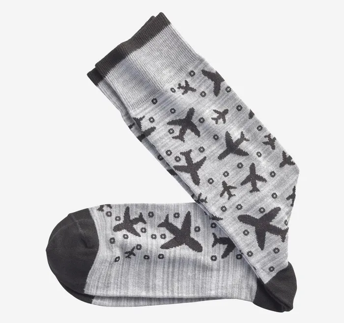 Johnston and Murphy Novelty Socks Gray Planes Men Socks