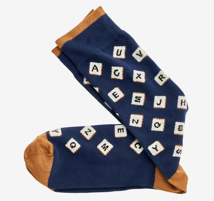 Johnston and Murphy Novelty Socks Navy Word Game Men Socks