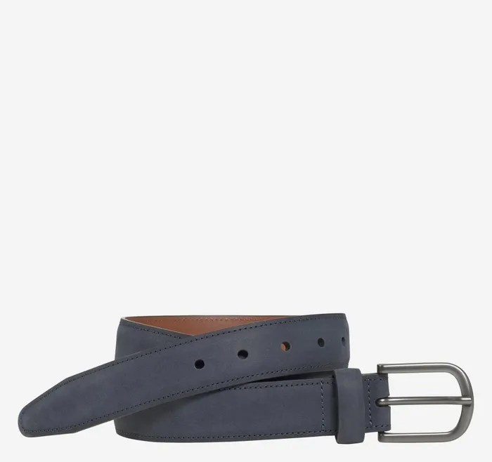 Johnston and Murphy Oiled Contrast Stitched Belt Navy Men Belts