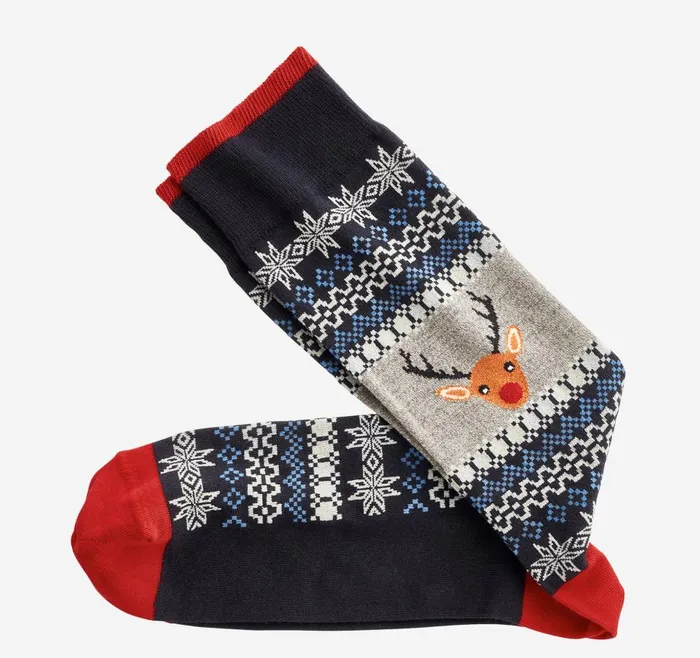 Johnston and Murphy Pima Cotton HolidayThemed Socks Reindeer Sweater Men Socks