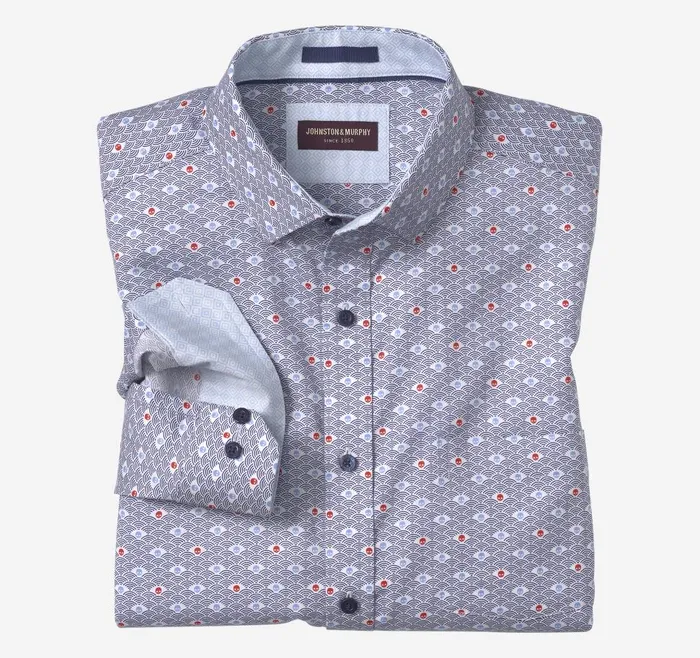 Johnston and Murphy Printed Cotton Shirt Rising Skull Print Men Shirts