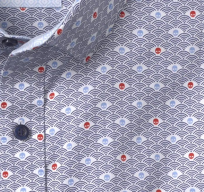 Johnston and Murphy Printed Cotton Shirt Rising Skull Print Men Shirts