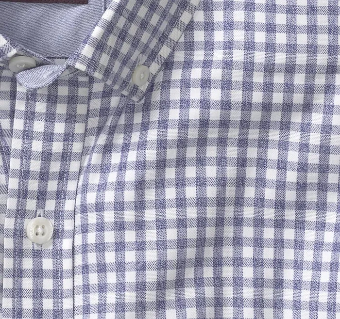 Johnston and Murphy Recycled LongSleeve Shirt Blue Tonal Gingham Men Shirts Johnston and Murphy Recycled LongSleeve Shirt Blue Tonal Gingham Men Shirts