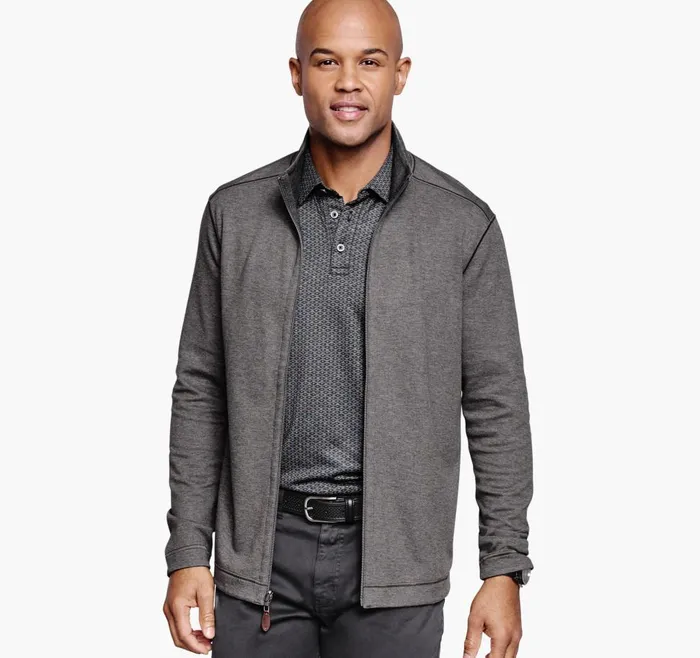 Johnston and Murphy Reversible FullZip Charcoalblack Men Sweaters and Knits