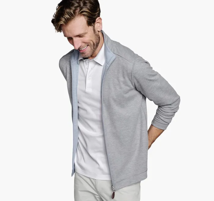Johnston and Murphy Reversible FullZip Light Bluegray Men Sweaters and Knits
