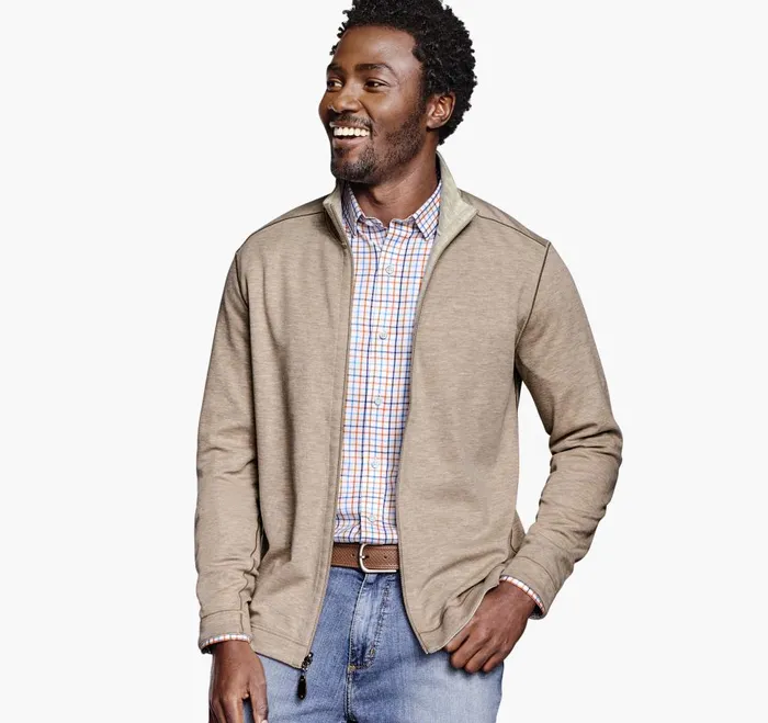 Johnston and Murphy Reversible FullZip Oatmealgray Men Sweaters and Knits