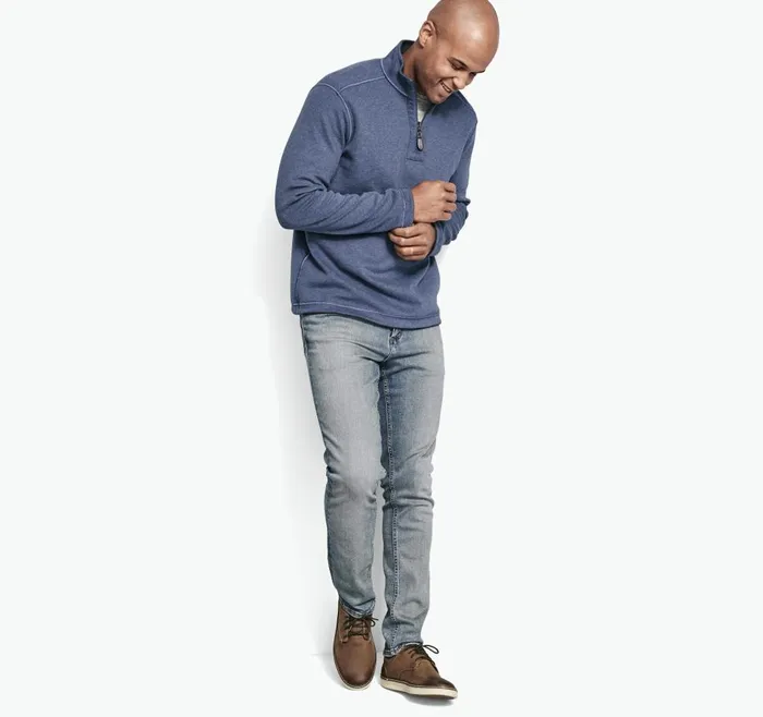 Johnston and Murphy Reversible Solid QuarterZip Bluelight Gray Men Sweaters and Knits Johnston and Murphy Reversible Solid QuarterZip Bluelight Gray Men Sweaters and Knits