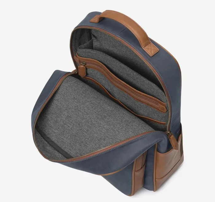 Johnston and Murphy Rhodes Backpack Navy Antique Cottontan Full Grain Men Backpacks and Briefcases Johnston and Murphy Rhodes Backpack Navy Antique Cottontan Full Grain Men Backpacks and Briefcases