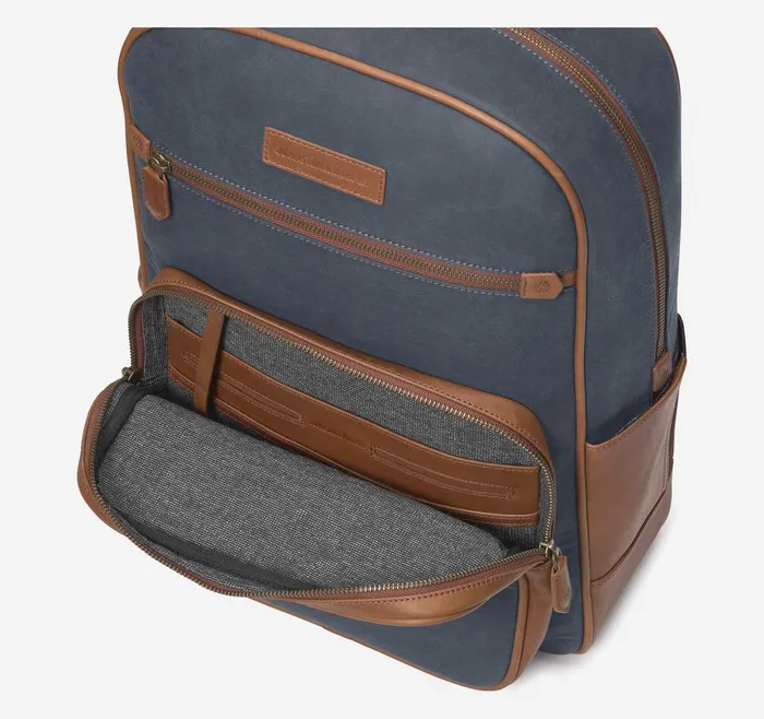 Johnston and Murphy Rhodes Backpack Navy Antique Cottontan Full Grain Men Backpacks and Briefcases Johnston and Murphy Rhodes Backpack Navy Antique Cottontan Full Grain Men Backpacks and Briefcases