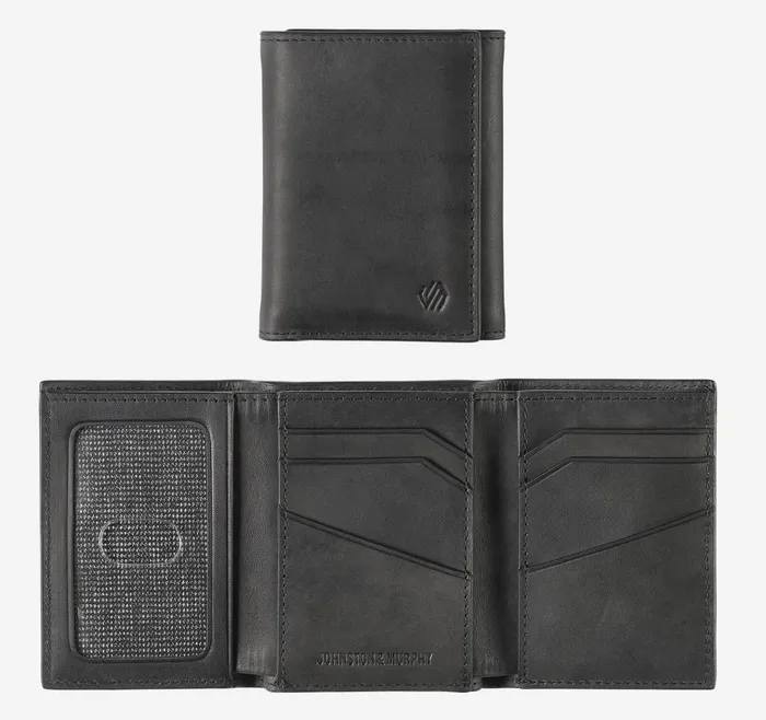 Johnston and Murphy Rhodes Trifold Wallet Black Full Grain Men Wallets