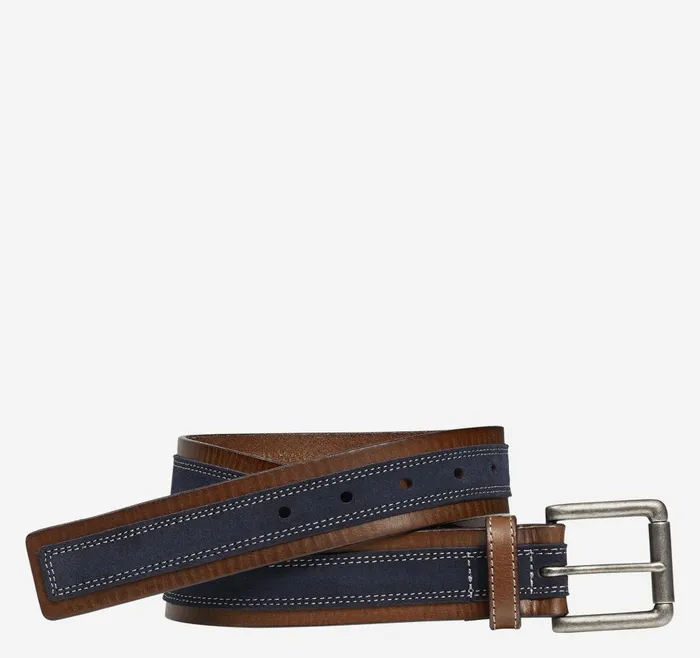 Johnston and Murphy Suede Overlay Belt Brownnavy Men Belts