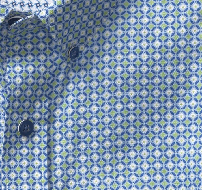 Johnston and Murphy Textured Cotton ShortSleeve Shirt Bluegreen Diamond Circle Men ShortSleeve Shirts