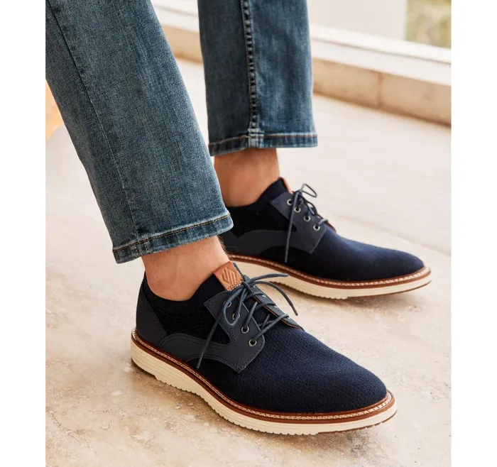 Johnston and Murphy Upton Knit Plain Toe Navy Knit Men LaceUps Johnston and Murphy Upton Knit Plain Toe Navy Knit Men LaceUps