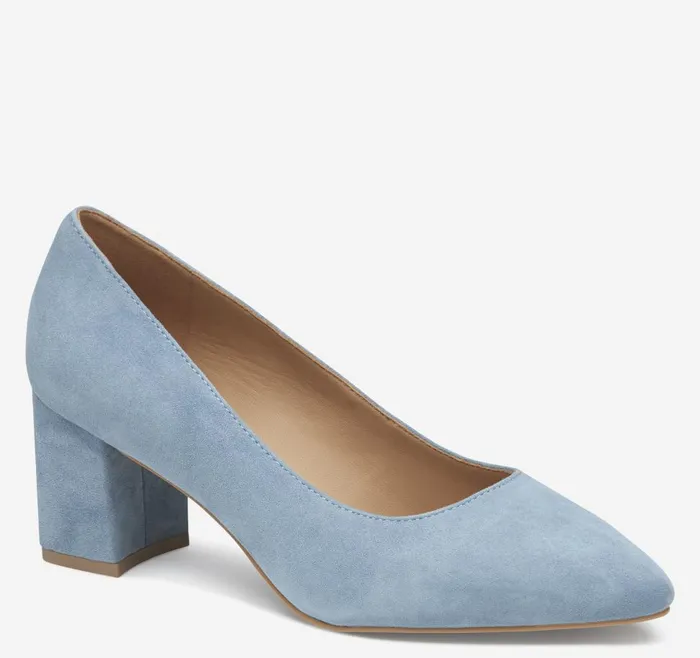 Johnston and Murphy Vicki Pump Slate Blue Kid Suede Women Heels and Platform Wedges Johnston and Murphy Vicki Pump Slate Blue Kid Suede Women Heels and Platform Wedges