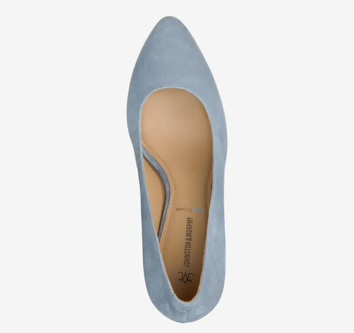 Johnston and Murphy Vicki Pump Slate Blue Kid Suede Women Heels and Platform Wedges Johnston and Murphy Vicki Pump Slate Blue Kid Suede Women Heels and Platform Wedges