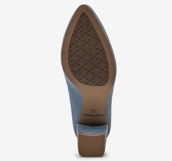 Johnston and Murphy Vicki Pump Slate Blue Kid Suede Women Heels and Platform Wedges Johnston and Murphy Vicki Pump Slate Blue Kid Suede Women Heels and Platform Wedges