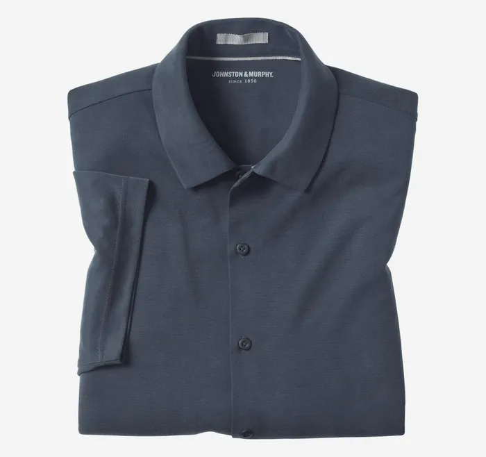 Johnston and Murphy Vintage Birdseye ButtonFront Shirt Navy Men ShortSleeve Shirts Johnston and Murphy Vintage Birdseye ButtonFront Shirt Navy Men ShortSleeve Shirts
