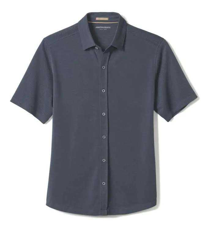 Johnston and Murphy Vintage Birdseye ButtonFront Shirt Navy Men ShortSleeve Shirts Johnston and Murphy Vintage Birdseye ButtonFront Shirt Navy Men ShortSleeve Shirts