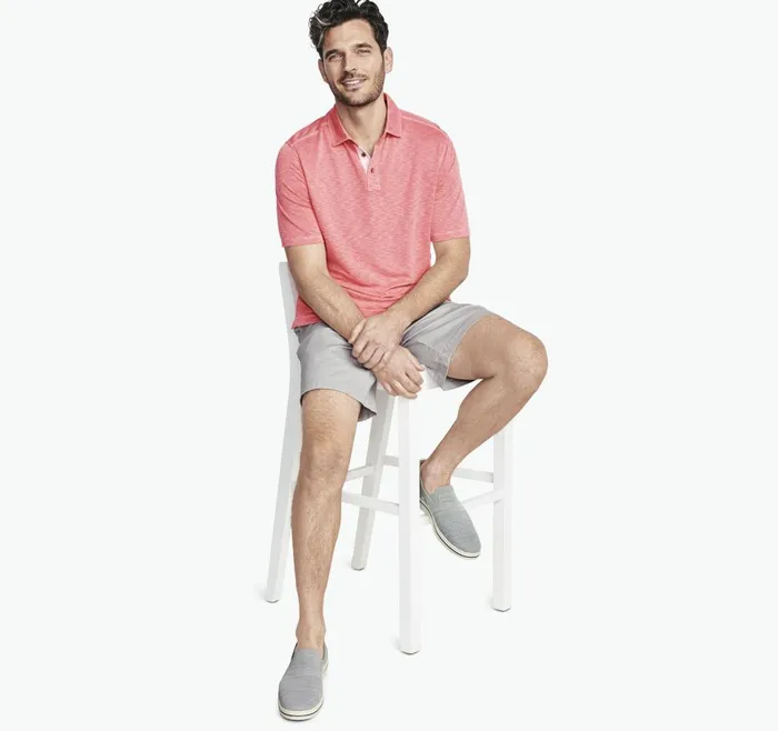 Johnston and Murphy Vintage Slub Polo Coral Men Polos and Tees Johnston and Murphy Vintage Slub Polo Coral Men Polos and Tees