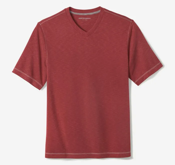 Johnston and Murphy Vintage Slub VNeck Tee Red Men Polos and Tees Johnston and Murphy Vintage Slub VNeck Tee Red Men Polos and Tees