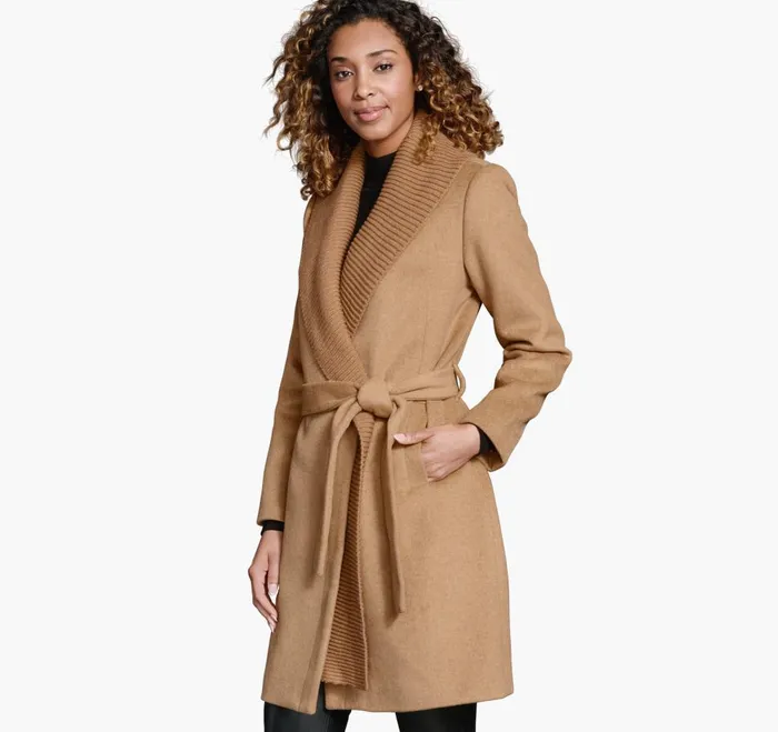 Johnston and Murphy WoolBlend Coat With Removable Knit Collar Camel Women Coats Jackets and Vests Johnston and Murphy WoolBlend Coat With Removable Knit Collar Camel Women Coats Jackets and Vests