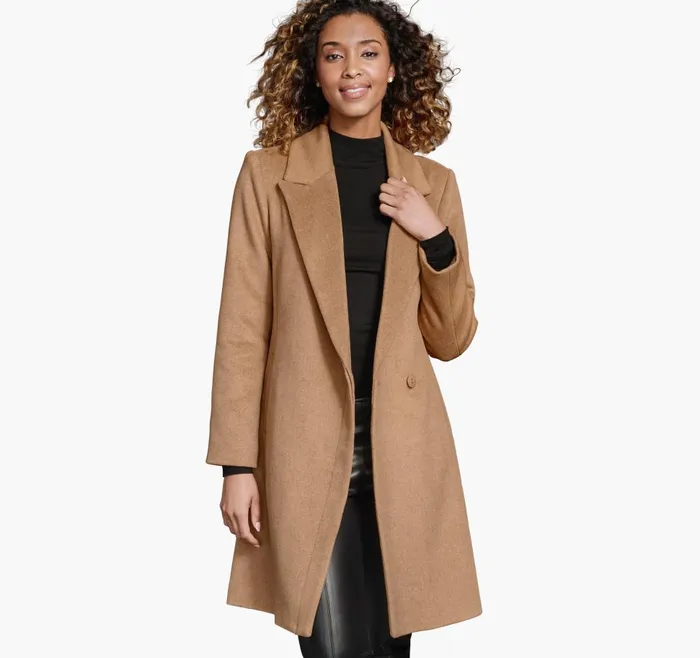 Johnston and Murphy WoolBlend Coat With Removable Knit Collar Camel Women Coats Jackets and Vests Johnston and Murphy WoolBlend Coat With Removable Knit Collar Camel Women Coats Jackets and Vests