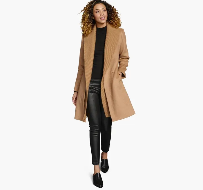 Johnston and Murphy WoolBlend Coat With Removable Knit Collar Camel Women Coats Jackets and Vests Johnston and Murphy WoolBlend Coat With Removable Knit Collar Camel Women Coats Jackets and Vests