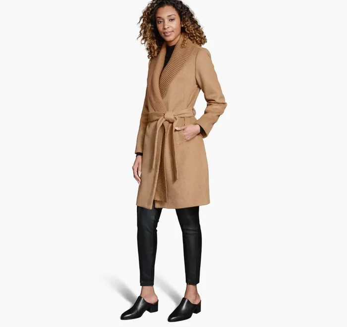 Johnston and Murphy WoolBlend Coat With Removable Knit Collar Camel Women Coats Jackets and Vests Johnston and Murphy WoolBlend Coat With Removable Knit Collar Camel Women Coats Jackets and Vests