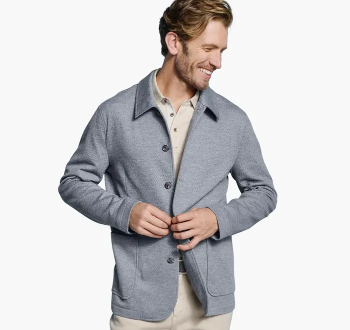 Johnston and Murphy XC Flex Knit FullButton Blazer Blue Men Blazers
