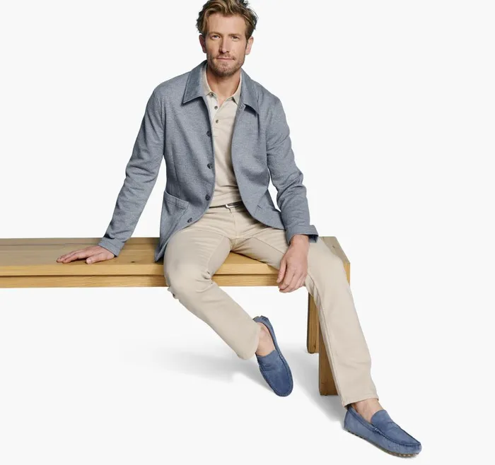 Johnston and Murphy XC Flex Knit FullButton Blazer Blue Men Blazers Johnston and Murphy XC Flex Knit FullButton Blazer Blue Men Blazers