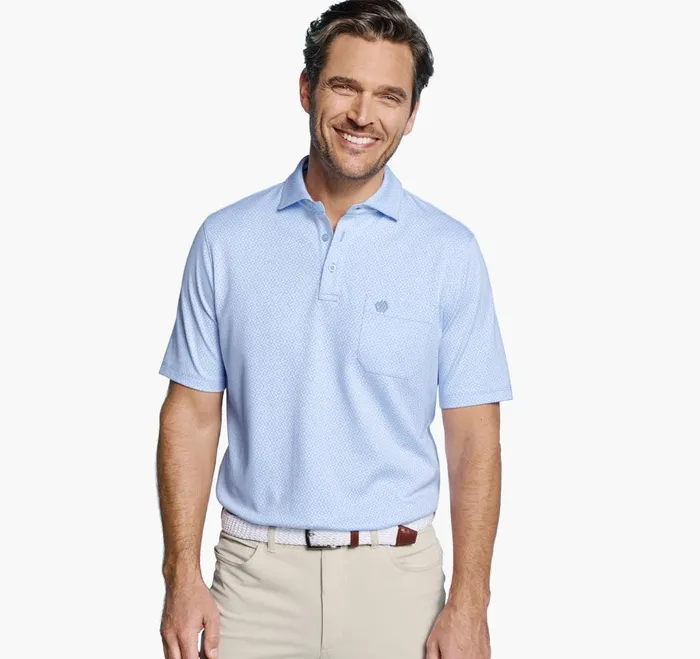 Johnston and Murphy XC4 Jacquard Performance Polo Light Blue Abstract Men Polos and Tees Johnston and Murphy XC4 Jacquard Performance Polo Light Blue Abstract Men Polos and Tees