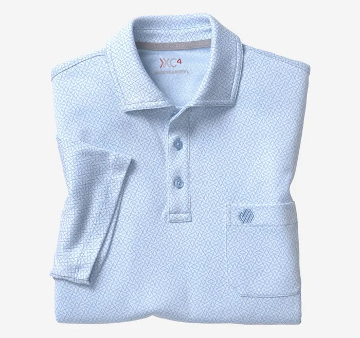 Johnston and Murphy XC4 Jacquard Performance Polo Light Blue Abstract Men Polos and Tees Johnston and Murphy XC4 Jacquard Performance Polo Light Blue Abstract Men Polos and Tees