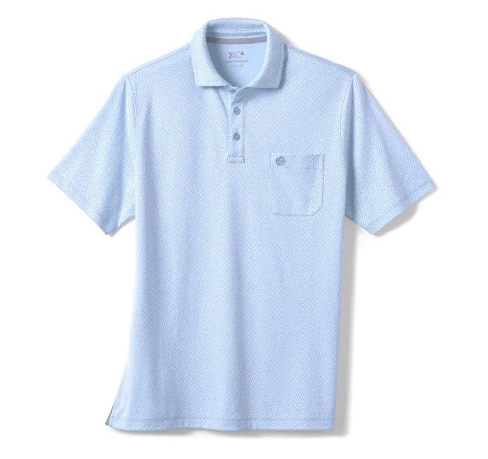 Johnston and Murphy XC4 Jacquard Performance Polo Light Blue Abstract Men Polos and Tees Johnston and Murphy XC4 Jacquard Performance Polo Light Blue Abstract Men Polos and Tees