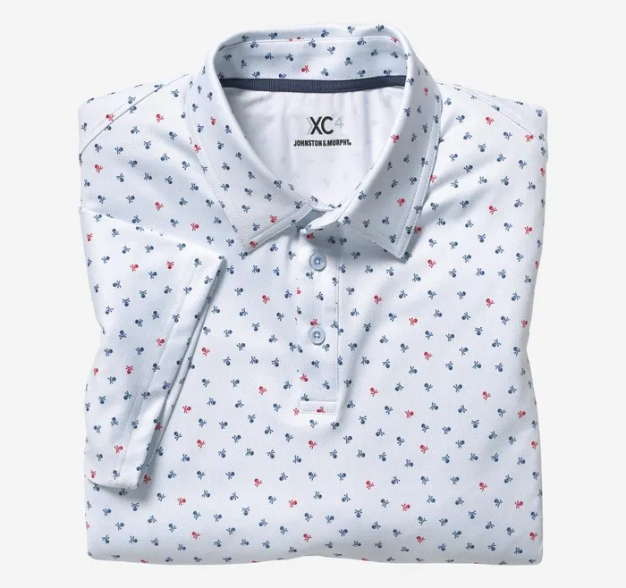 Johnston and Murphy XC4 Performance Polo Light Blue Skull Men Polos and Tees Johnston and Murphy XC4 Performance Polo Light Blue Skull Men Polos and Tees