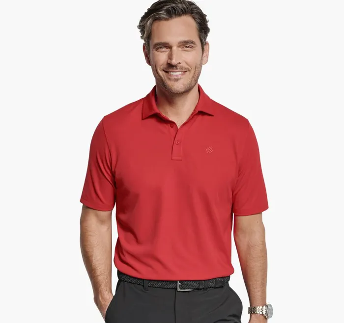 Johnston and Murphy XC4 Performance Solid Polo Cool Degree Red Men Polos and Tees Johnston and Murphy XC4 Performance Solid Polo Cool Degree Red Men Polos and Tees