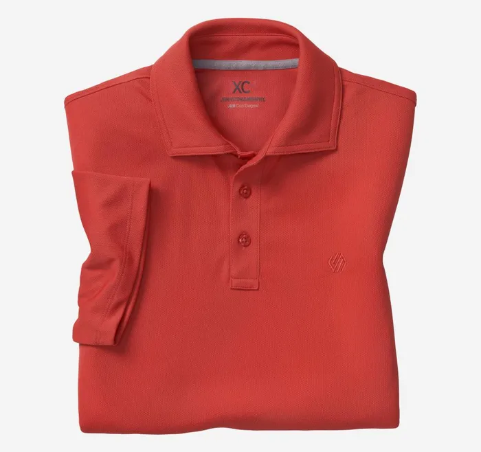 Johnston and Murphy XC4 Performance Solid Polo Cool Degree Red Men Polos and Tees