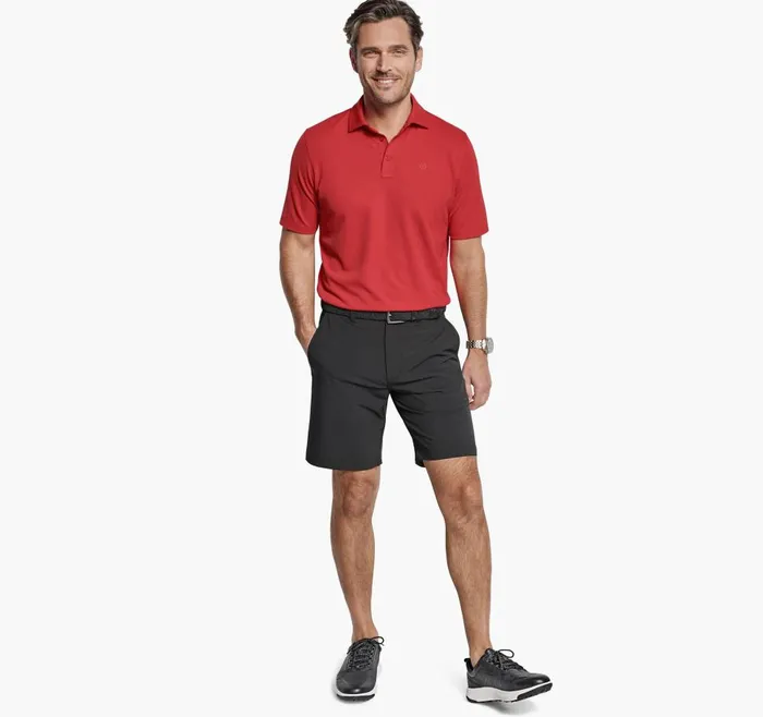 Johnston and Murphy XC4 Performance Solid Polo Cool Degree Red Men Polos and Tees