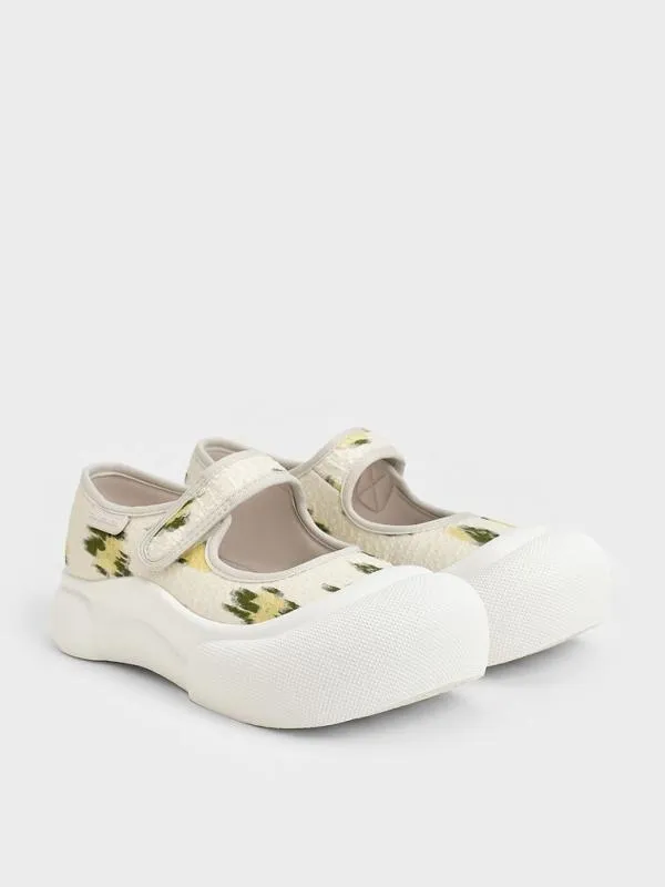 Kids Girls039 FloralPrint Mary Jane Sneakers 8211 Multi CHARLES and KEITH Shoes Kids Girls039 FloralPrint Mary Jane Sneakers 8211 Multi CHARLES and KEITH Shoes