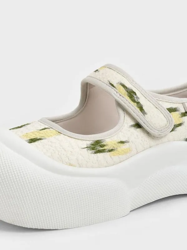 Kids Girls039 FloralPrint Mary Jane Sneakers 8211 Multi CHARLES and KEITH Shoes Kids Girls039 FloralPrint Mary Jane Sneakers 8211 Multi CHARLES and KEITH Shoes