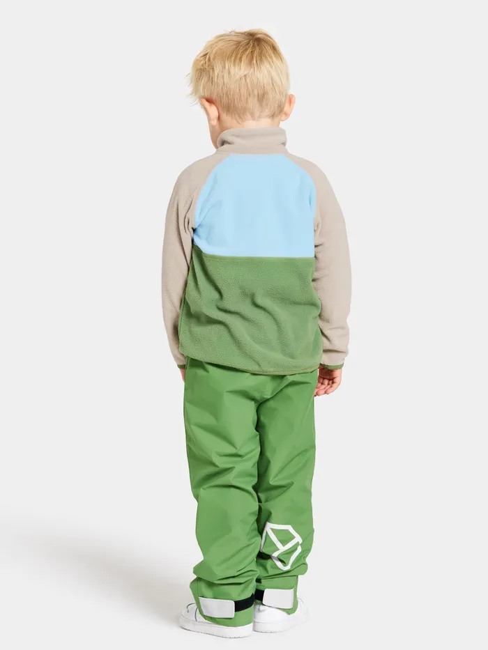 Kids Monte Half Button Algae Green Didriksons Fleece and Midlayers