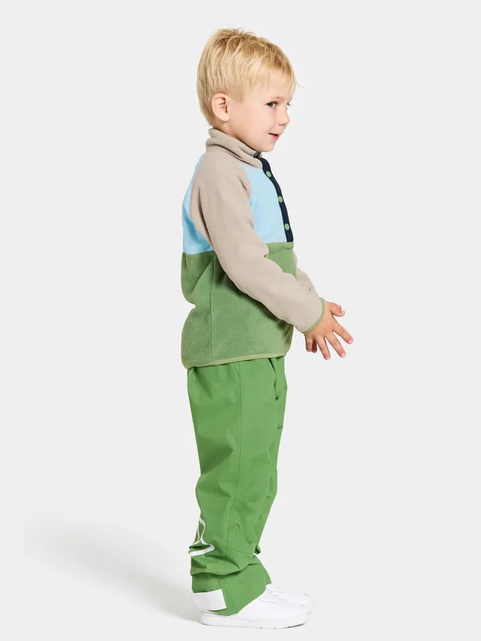 Kids Monte Half Button Algae Green Didriksons Fleece and Midlayers