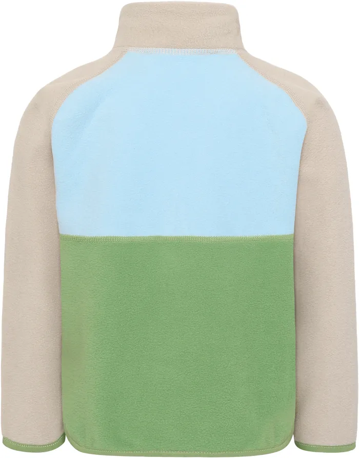 Kids Monte Half Button Algae Green Didriksons Fleece and Midlayers
