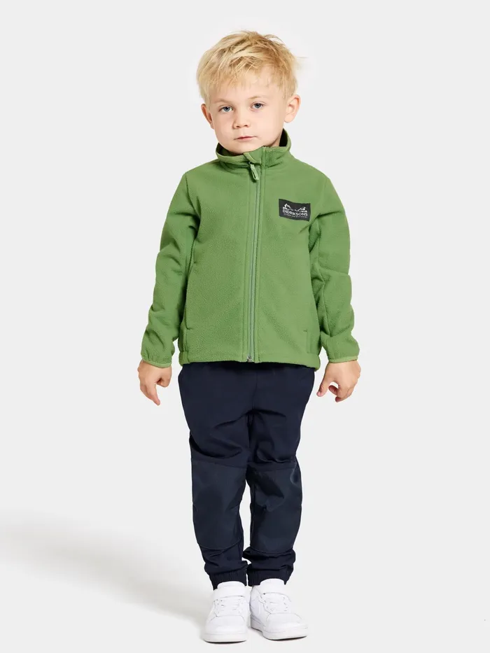 Kids Muskot Jacket Algae Green Didriksons Fleece and Midlayers