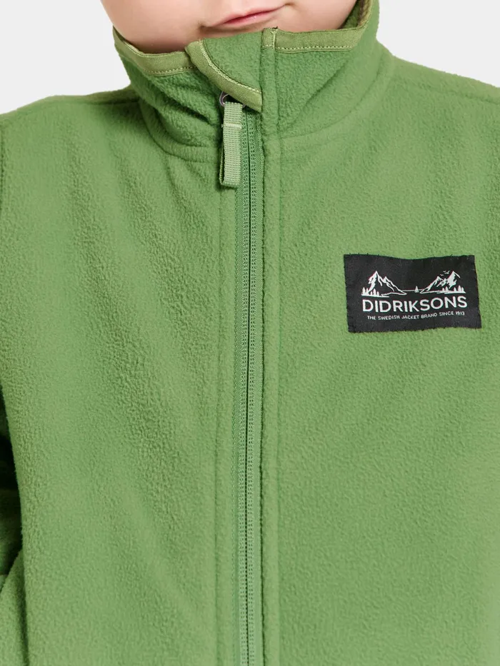 Kids Muskot Jacket Algae Green Didriksons Fleece and Midlayers