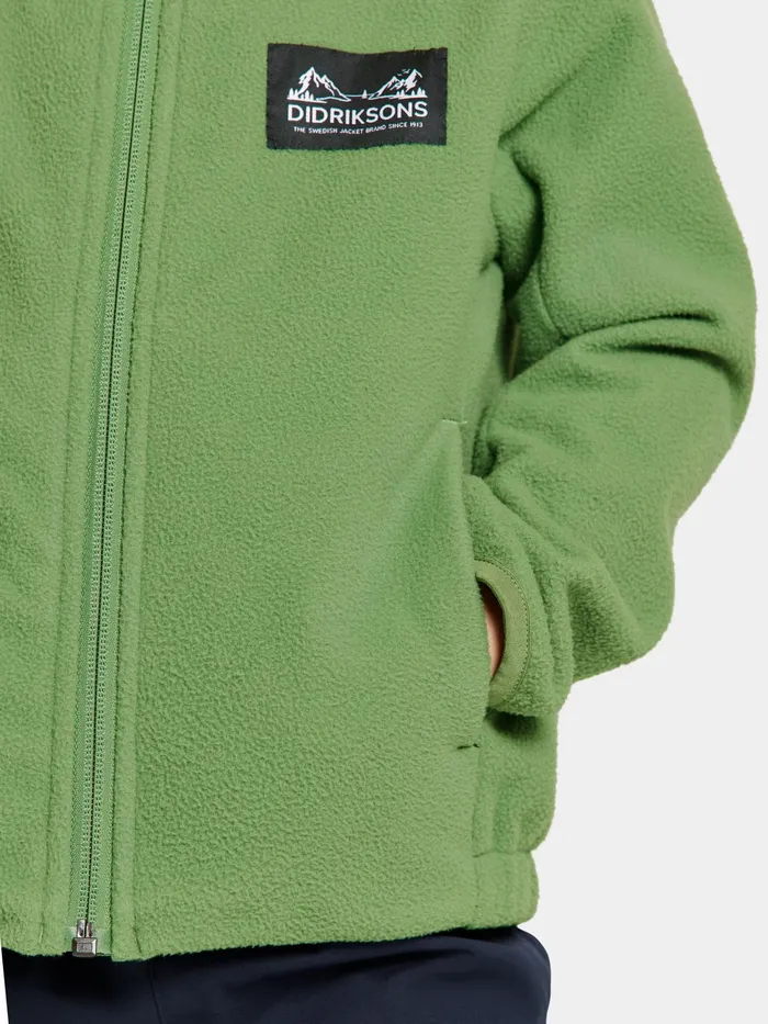 Kids Muskot Jacket Algae Green Didriksons Fleece and Midlayers