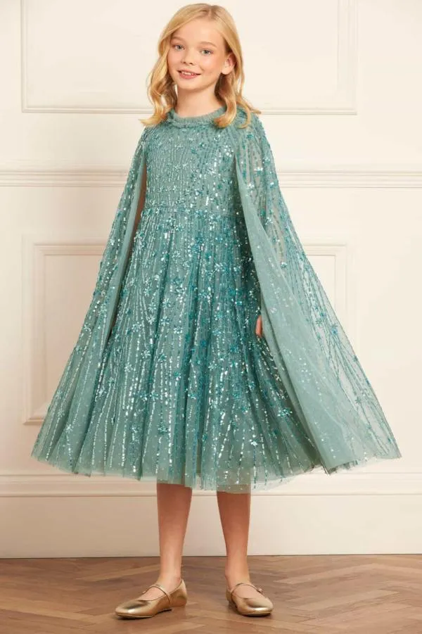 KIDS Needle and Thread Comet Cape Kids Dress Green KIDS Needle and Thread Comet Cape Kids Dress Green