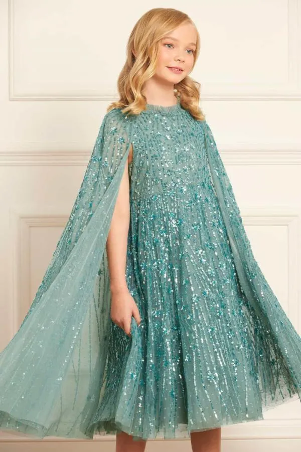 KIDS Needle and Thread Comet Cape Kids Dress Green KIDS Needle and Thread Comet Cape Kids Dress Green