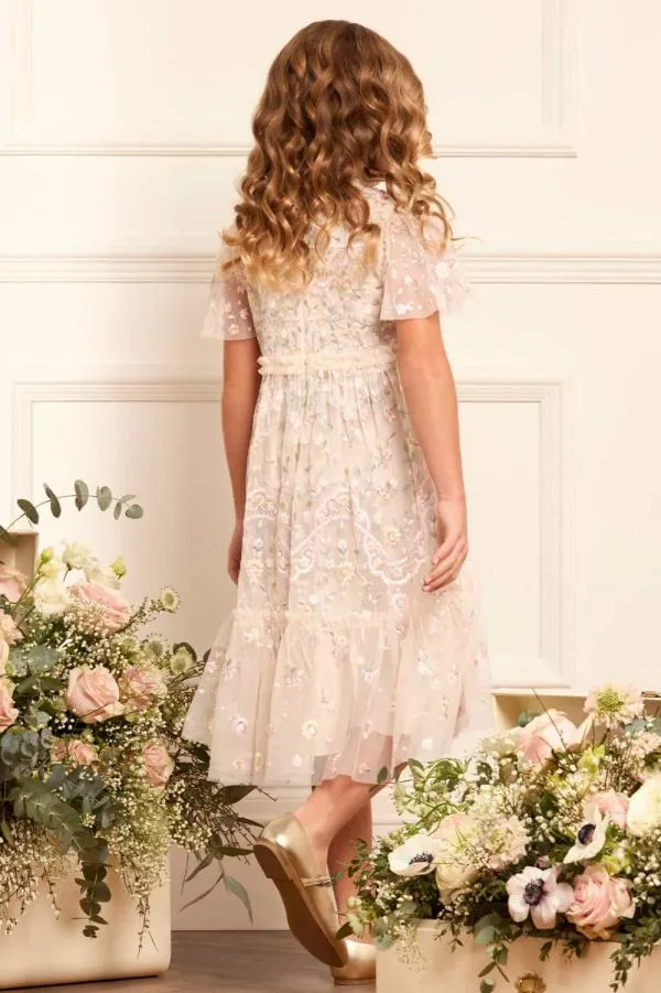 KIDS Needle and Thread Dragonfly Garden Kids Dress Champagne