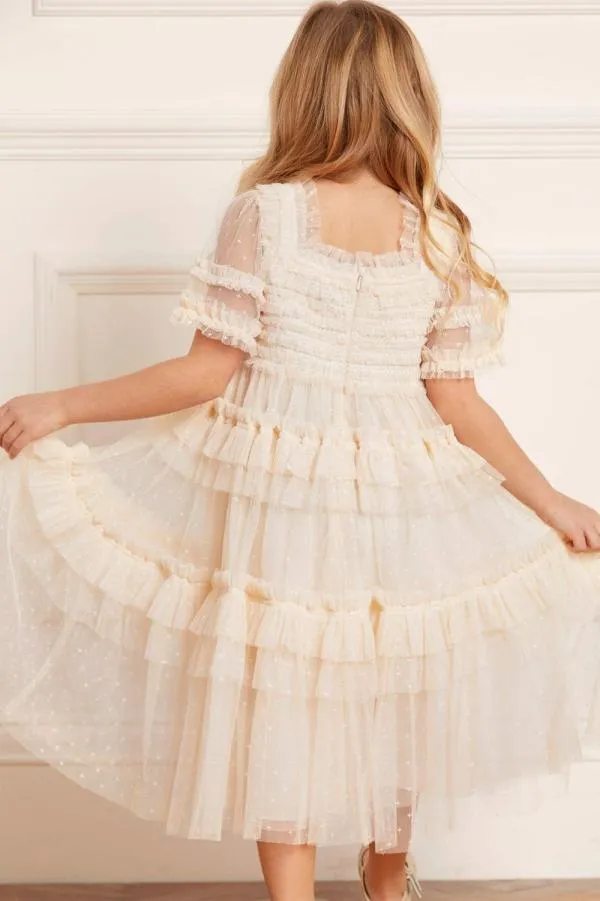 KIDS Needle and Thread Peaches Smocked Kids Dress Champagne KIDS Needle and Thread Peaches Smocked Kids Dress Champagne