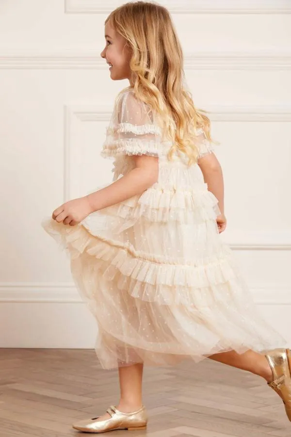 KIDS Needle and Thread Peaches Smocked Kids Dress Champagne KIDS Needle and Thread Peaches Smocked Kids Dress Champagne